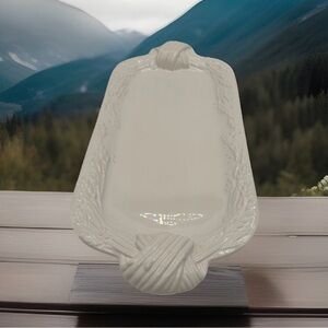 Loucarte Bianca Made In Portugal White Oblong Ceramic Bread Serving Tray 15” EUC